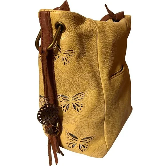 Vintage THE SAK COLLECTIVE Yellow Leather Hobo Shoulder Bag - Picture 12 of 16